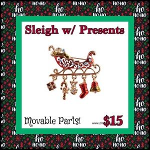 Sleigh w/ Presents Brooch/Pin